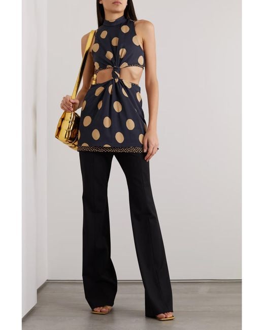 Proenza Schouler Blue Cutout Layered Polka-Dot Stretch-Jersey Top