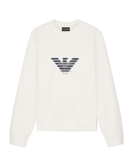 Emporio Armani White Double Jersey Sweatshirt With Logo for men