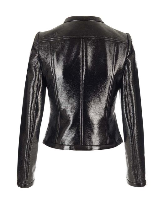 Courreges Black Courrèges Vinyl Logo Patch Biker Jacket