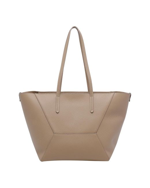 Brunello Cucinelli Natural Logo Embossed Top Handle Bag