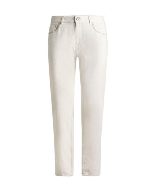 Etro White Regular-Fit Jeans With Stitching On Front Pockets for men