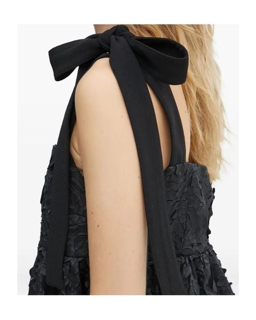 Stine Goya Black Floral-Embellished Bow-Detail Blouse