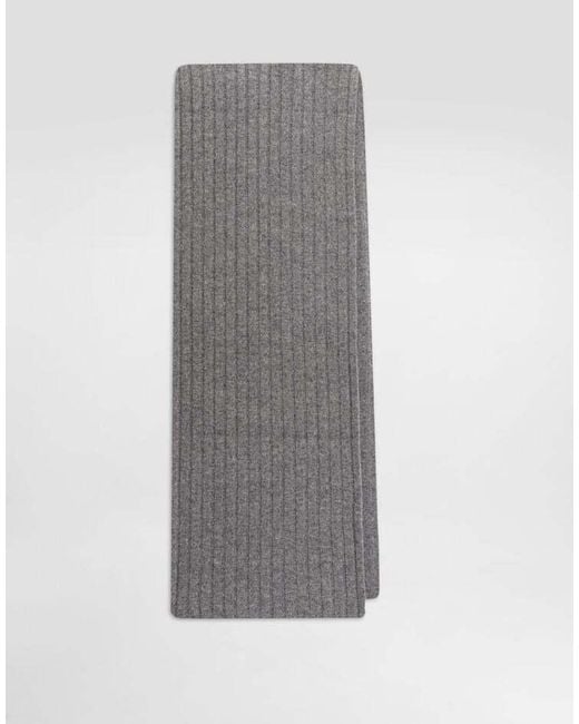 Dolce & Gabbana Gray Ribbed Knit Scarf