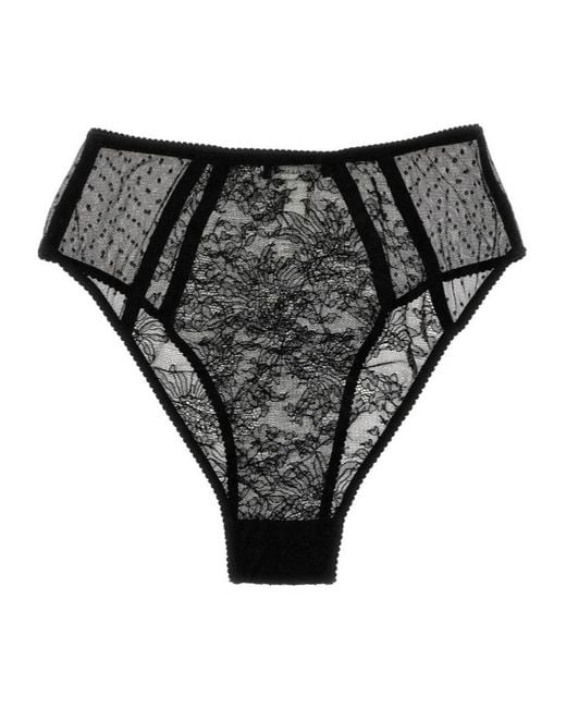 Dolce & Gabbana Black High Waist Lace Detailed Briefs