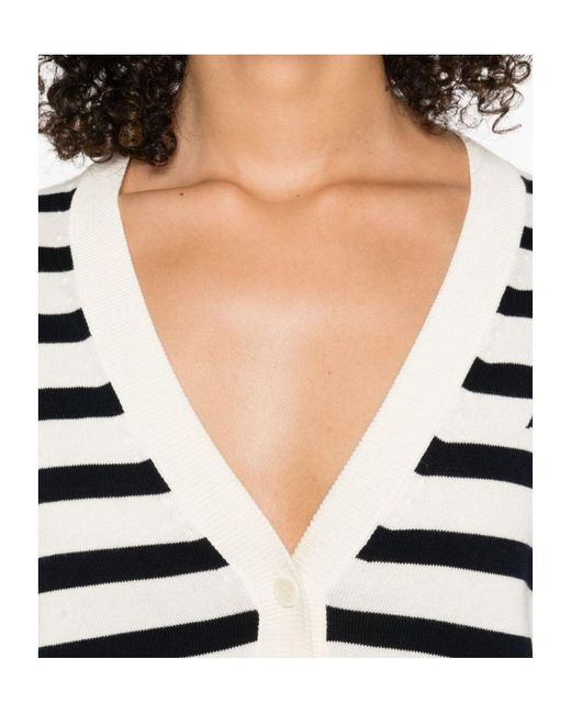 A.P.C. White Galle Striped Button Cardigan