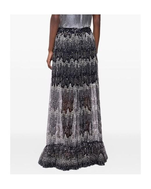 Rabanne Gray Sequin-Embellished Faux-Pearl Long Skirt