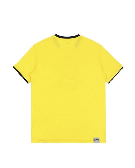 EA7 Yellow Logo Round-Necked T-Shirt for men