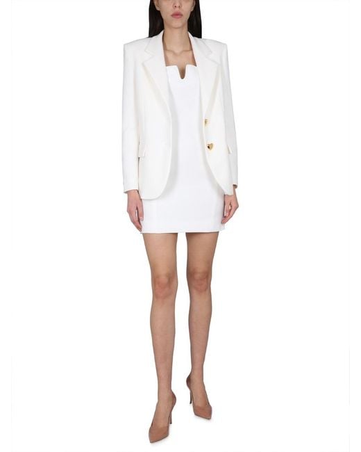 Moschino White Single-Breasted Suit Jacket
