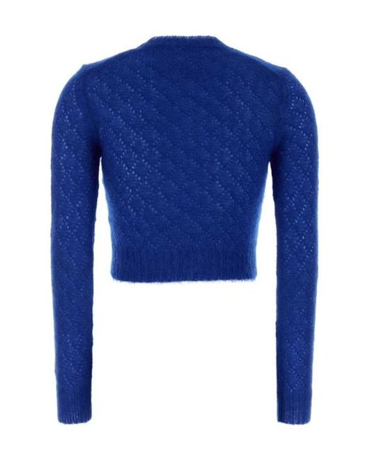 Jil Sander Blue Cropped Knit Knitted Sweater