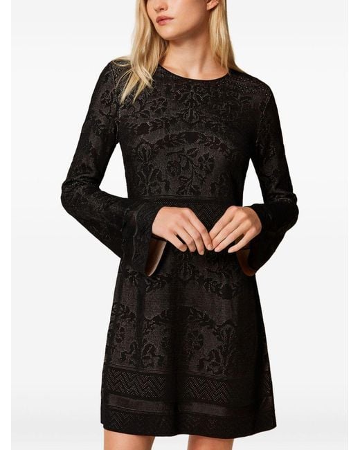 Twinset Black Long-Sleeve Mini Dress