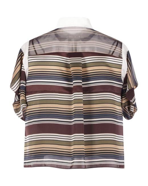 Sacai Multicolor Striped Contrast-Collar Top