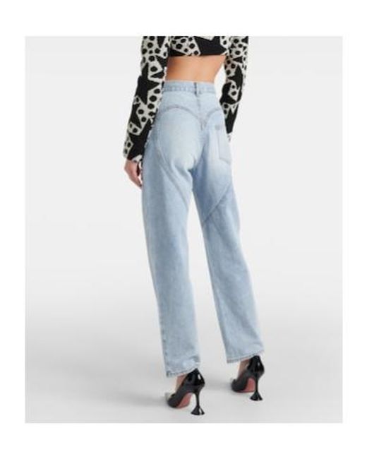 Area Blue Crystal-Embellished Straight Jeans