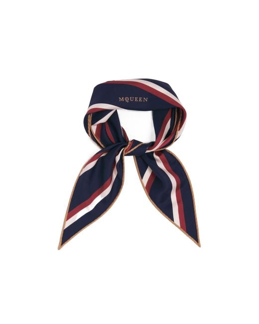 McQueen Blue College Stripe Losange Scarf