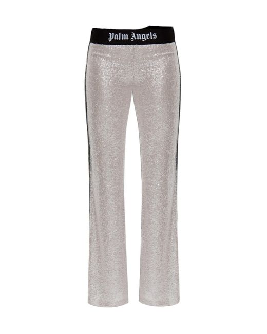 Palm Angels Gray Sequin Embellished Trousers