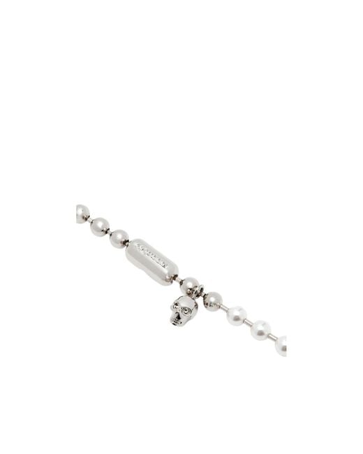 McQueen Metallic Skull Embellished Bracelet for men