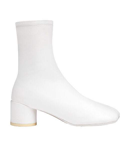 MM6 by Maison Martin Margiela White Anatomic Stretch Ankle Boots