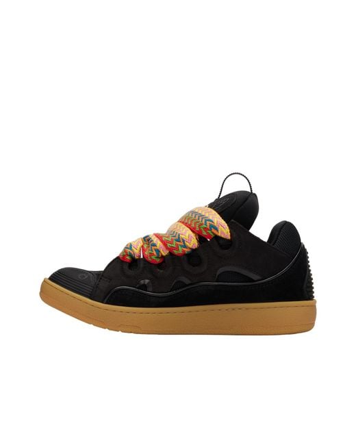 Lanvin Black Zigzag-Laces Round Toe Sneakers for men