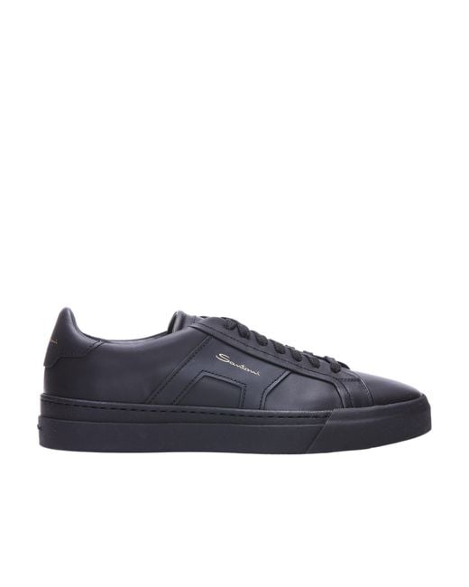 Santoni Blue Double Buckle Lace-Up Sneakers for men