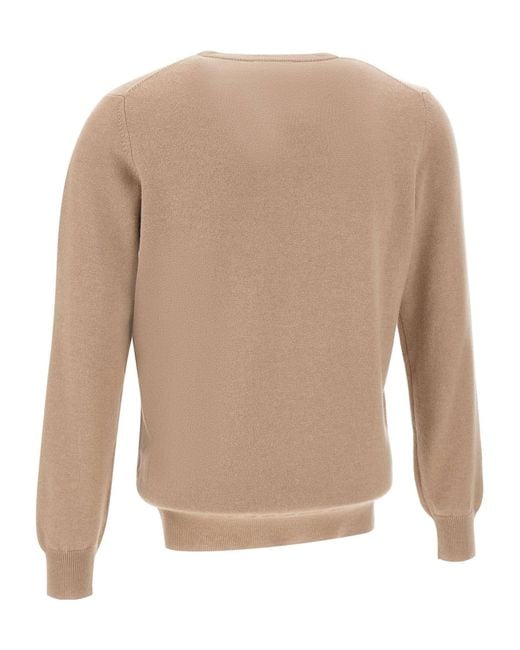Kangra Cashmere Natural Kangra Ribbed Crew Neck Knitted Sweater for men