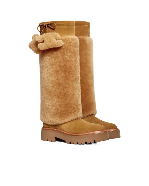 Céline Natural Bulky High Boot With Triomphe Tassels