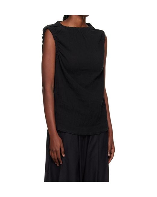 Baserange Black Pleated Detail Top