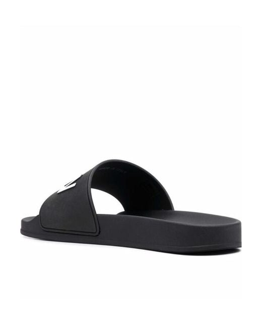 DSquared² Black 3D Logo Lettering Slip-On Slides for men