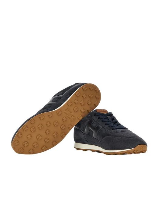 Hogan Blue Logo Patch Lace-Up Sneakers for men