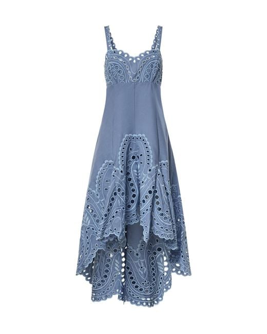 Charo Ruiz Blue Caspian Broderie-Anglaise Asymmetric Dress