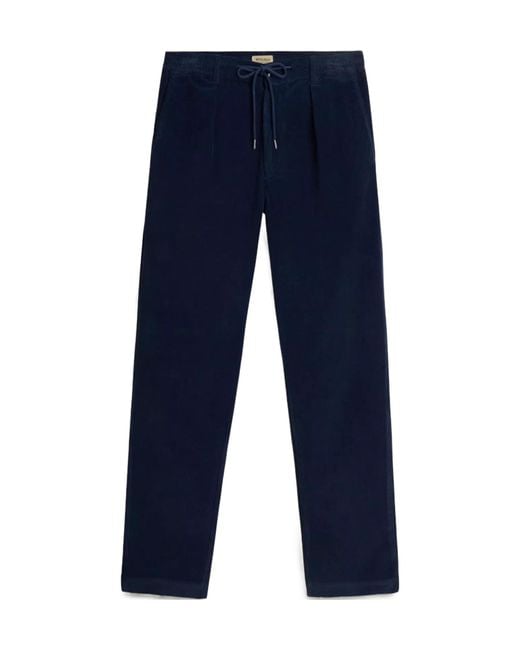 Woolrich Blue Garment-Dyed Corduroy Milton Pants for men