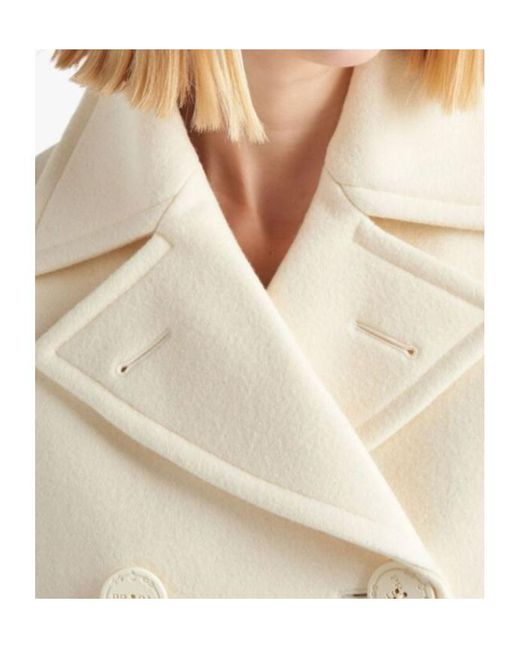 Prada White Double-Breasted Cloth Peacoat