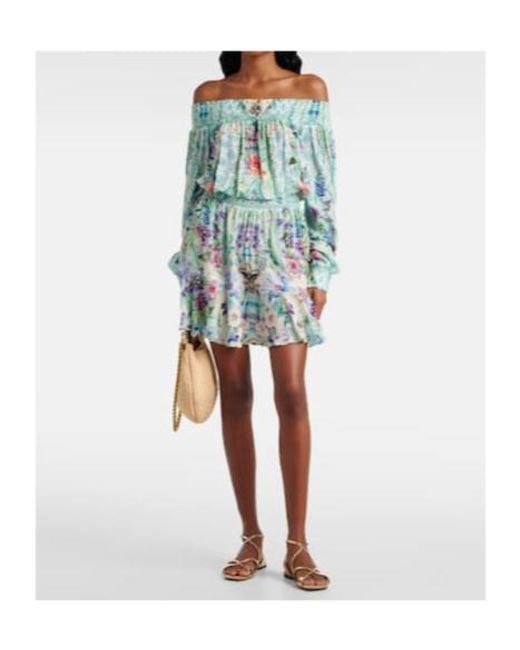 Camilla Blue Crystal-Embellished Silk Minidress