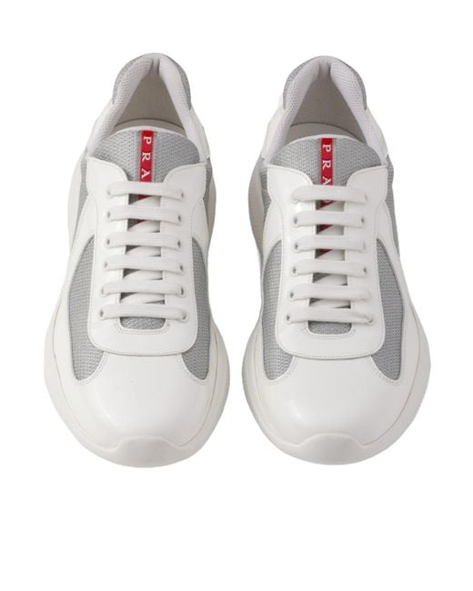 Prada Linea Rossa White Patent Leather And Technical Fabric Prada America's Cup Sneakers for men