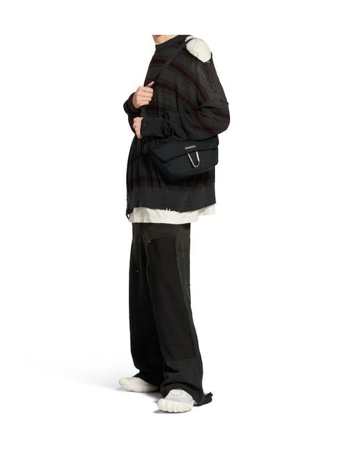 Balenciaga Black Small Explorer Flap Messenger Bag for men