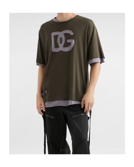 Dolce & Gabbana Green Double Layered T-Shirt for men