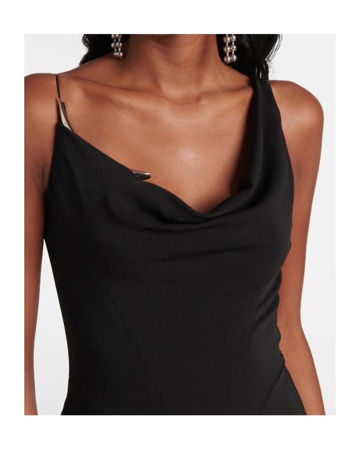Mugler Black Asymmetric Crepe Dress Skirt