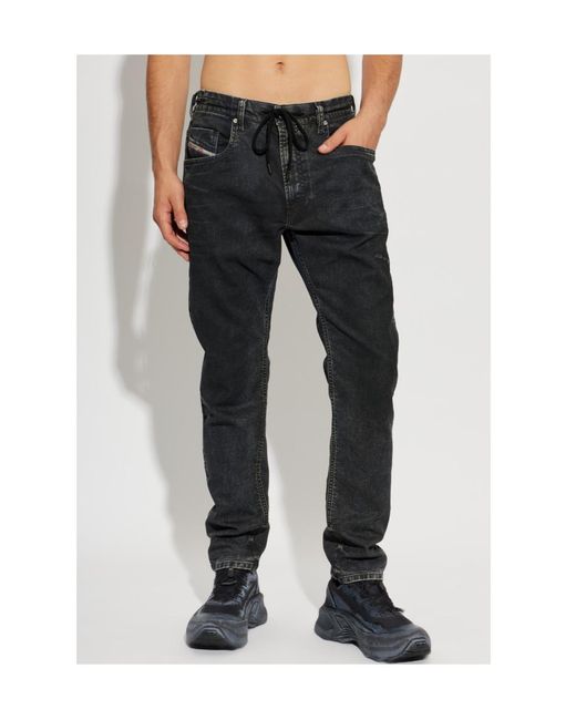 DIESEL Black Belt-Loop Jeans for men