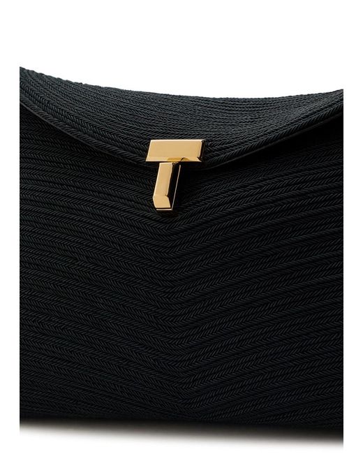Totême  Black T-Lock Woven Clutch