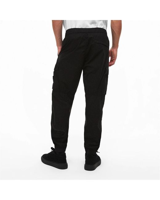 Stone Island Black Logo Cargo Track Pants for men