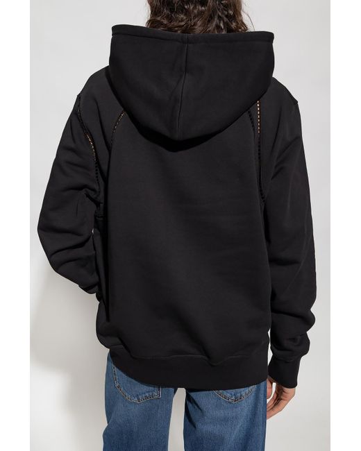 McQueen Blue Cut-Out Detailed Drawstring Hoodie for men