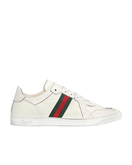 Gucci White Stretch Low-Top Sneakers for men