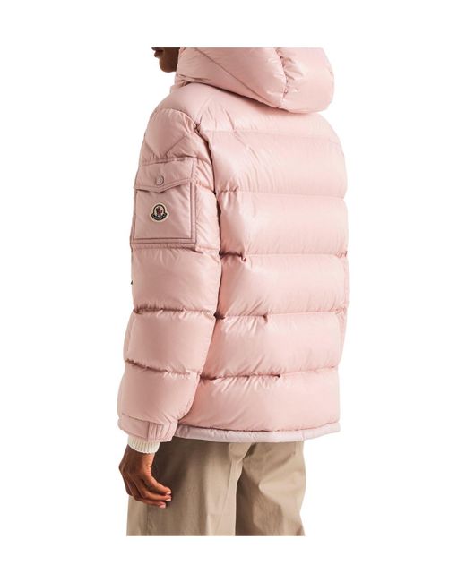 Moncler Pink Horizontal-Quilted Down Jacket
