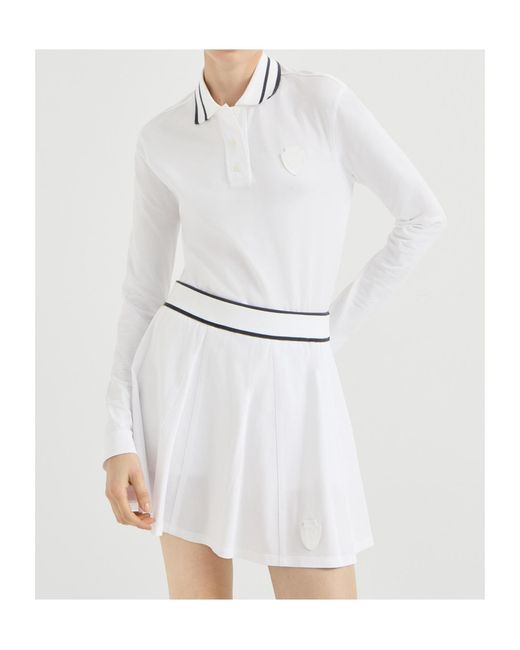 Brunello Cucinelli White Stretch Cotton Piqué Polo Shirt With Logo