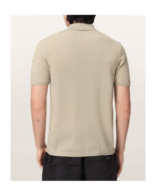 AllSaints White Mode Merino Short Sleeve Ramskull Polo Shirt for men