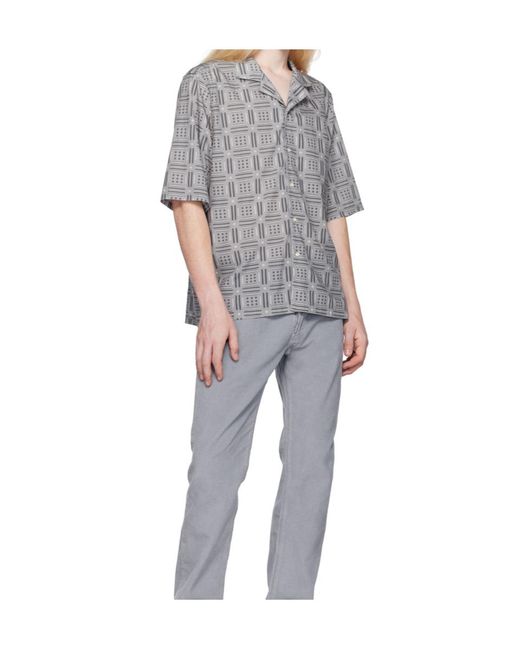 Officine Generale Gray Patterned Shirt for men