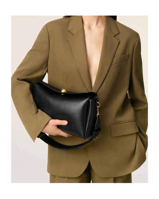 AMI Black Smooth Leather Carrousel Medium Bag