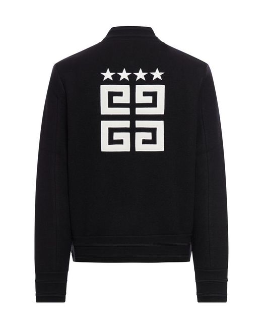 Givenchy Black 4G Motif Zip-Up Jacket for men