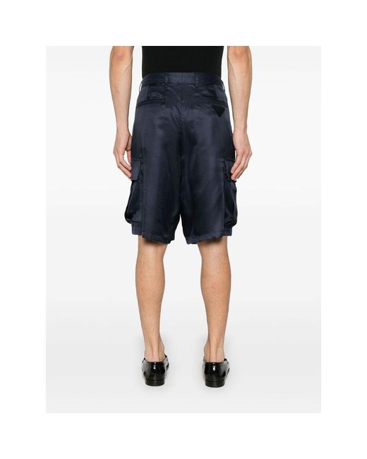Prada Blue Knee-Length Cargo Shorts for men