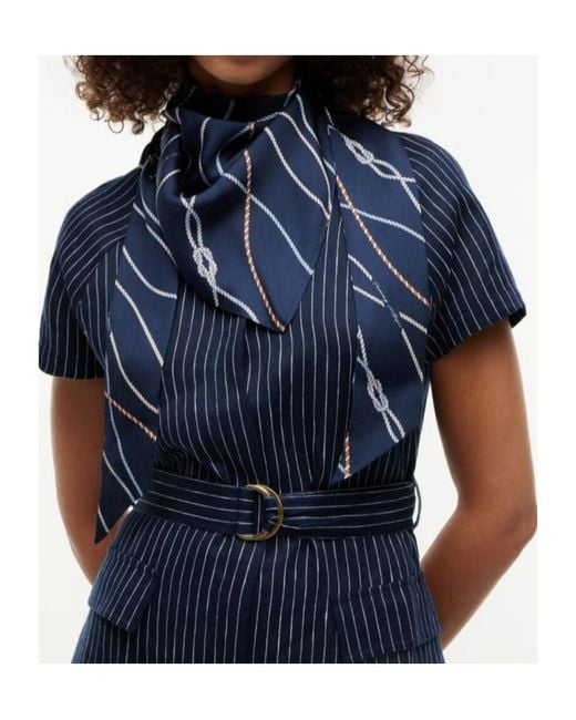 Tommy Hilfiger Blue Rope Print Pure Silk Scarf