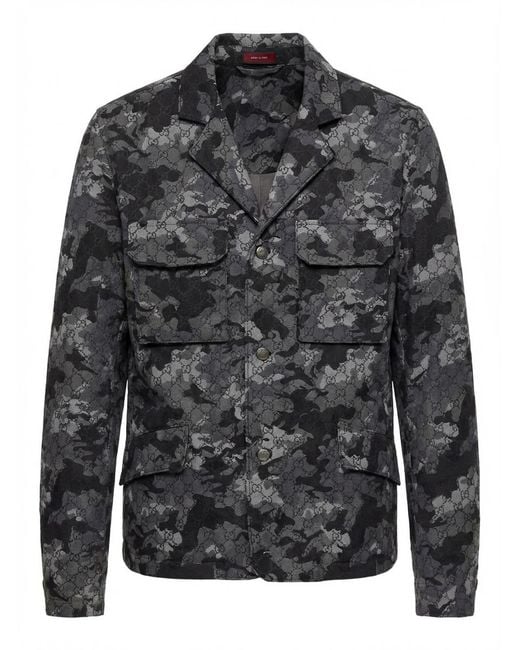 Gucci Black Gg Marbled Cotton Jacquard Jacket, Size 60, Ready-To-Wear for men
