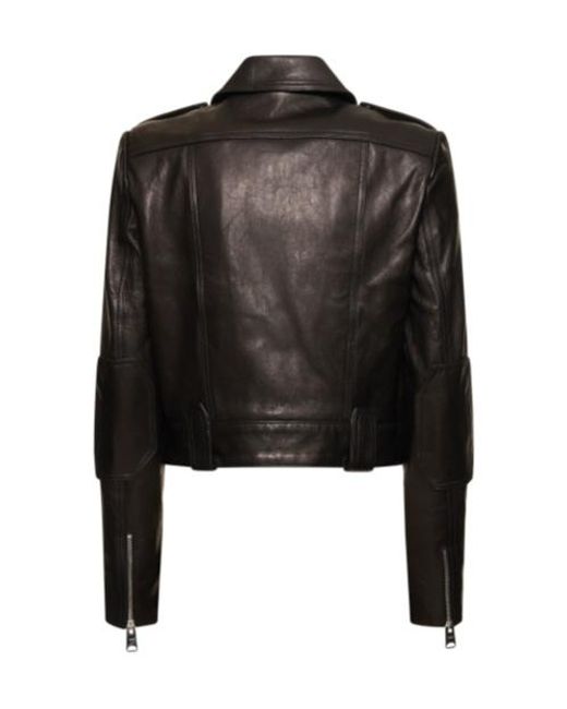 Khaite Black Zipper Cuff Leather Jacket